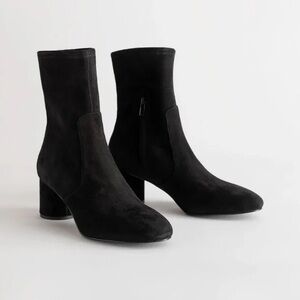 & Other Stories Black Suede Ankle Sock Boots
